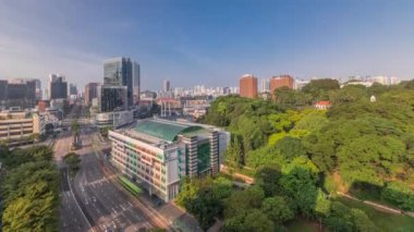 Singapur 'daki tarihi bina Old Hill Caddesi Polis Karakolu' nun üzerinde sabah görüntüsü.