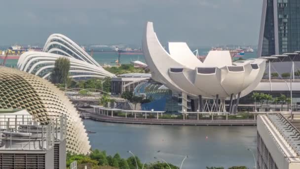 Art Science Museum i Bayfront antenn timelapse, Singapore. — Stockvideo