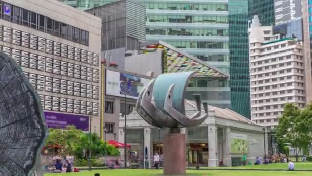 Singapura Raffles Lugar no Central Business District Singapura hiperlapso temporal, Singapura — Vídeo de Stock