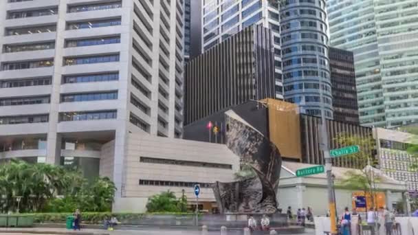 Singapura Raffles Lugar no Central Business District Singapura hiperlapso temporal, Singapura — Vídeo de Stock