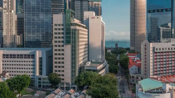 Letecká cityscape Singapuru v centru moderní architektury s mrakodrapy timelapse — Stock video