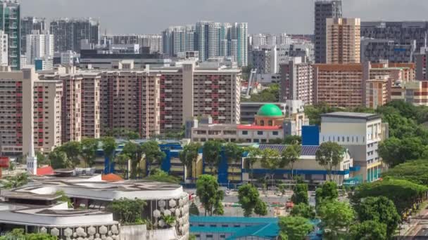 Singapur panorama z Victoria ulicy i zakupy centrum lotnicze timelapse. — Wideo stockowe