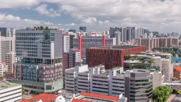 Singapore skyline with Victoria street and shoping mal timelapse. — Stok Video