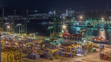 Singapur 'un ticari limanı Hava Gecesi Zaman Çizelgesi.