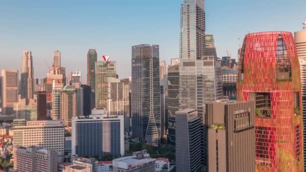 Paesaggio aereo del centro di Singapore di architettura moderna con grattacieli timelapse — Video Stock