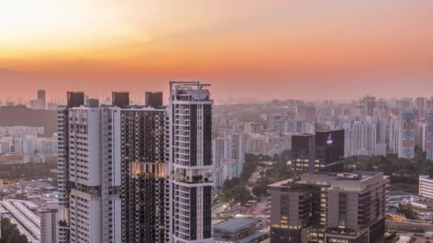 Aerial skyline with apartment buildings and skyscrapers of Singapore timelapse — Stock Video