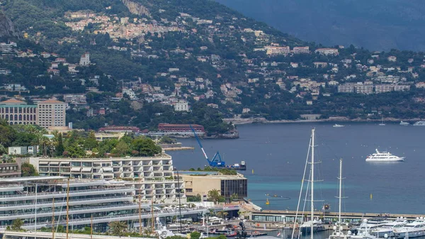 Monte Carlo City Aerial Panorama Timelapse Port Hercule View Luxury — Stock Photo, Image