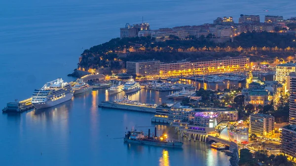 Aerial Top View Monaco Grand Corniche Road Day Night Transition — Stock Photo, Image