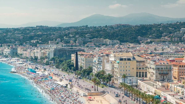 Nice Beach Day Landscape Aerial Top View Timelapse França Praia — Fotografia de Stock