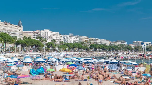 Barevné Staré Městské Budovy Pláž Cannes Timelapse Francouzské Riviéře Krásném — Stock fotografie