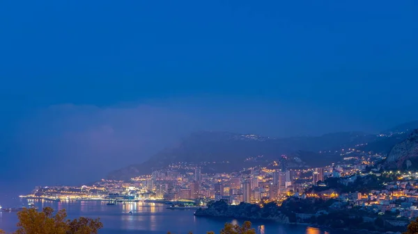 Cityscape Монте Карло Ночь День Переход Timelapse Монако Летнего Восхода — стоковое фото