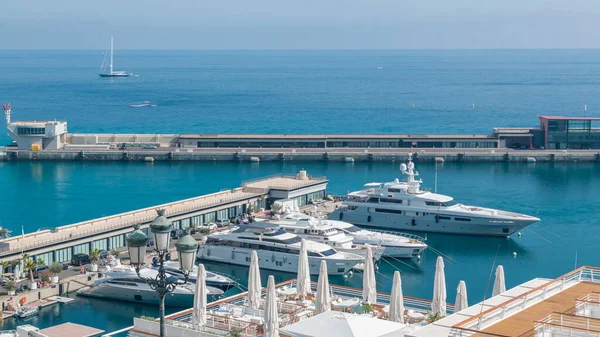 Середземне Море Човни Яхт Клуб Монако Timelapse Районі Монте Карло — стокове фото