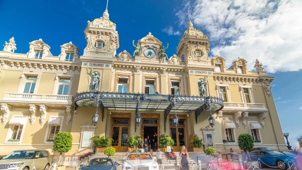 Vista Frontale Del Grand Casino Monte Carlo Timelapse Monaco Edificio — Foto Stock