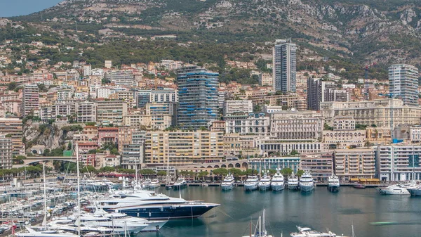 Monte Carlo Città Aerea Panoramica Timelapse Port Hercule Dall Alto — Foto Stock