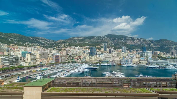 Monte Carlo Città Aerea Panoramica Timelapse Port Hercule Dall Alto — Foto Stock