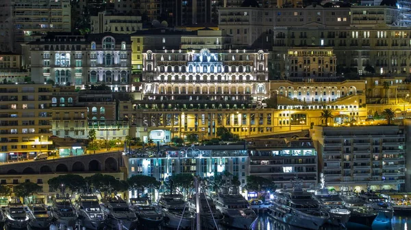 Panorama Monte Carlo Timelapse Nuit Plate Forme Observation Dans Village — Photo