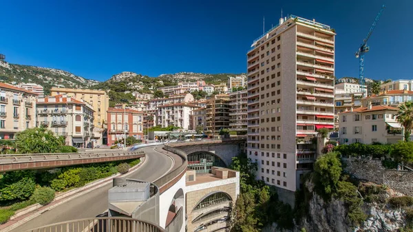 Stazione Ferroviaria Monte Carlo Gare Monaco Timelapse Con Traffico Strada — Foto Stock