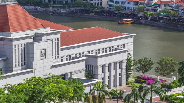 Parliament House Downtown Singapore Aerial Timelapse Boat Quay Background — Stock Photo, Image