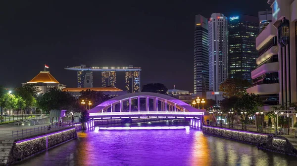 Skyline Singapuru Dzielnicy Finansowej Marina Bay Elgin Bridge Singapur River — Zdjęcie stockowe