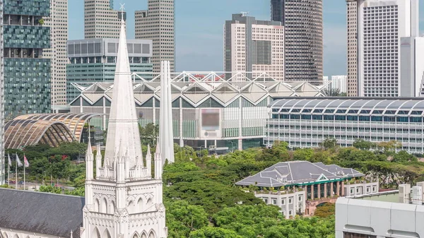 Timelapse Aéreo Catedral San Andrés Una Catedral Anglicana Singapur Catedral —  Fotos de Stock