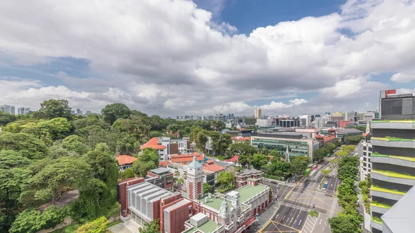 Street Traffic Fire Station Skyline Singapore Aerial Timelapse Central Fire — Stock Photo, Image