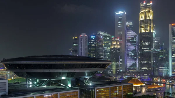 Kolorowe Singapuru Central Business District Timelapse Hiperlapse Panorama Miasta Marina — Zdjęcie stockowe