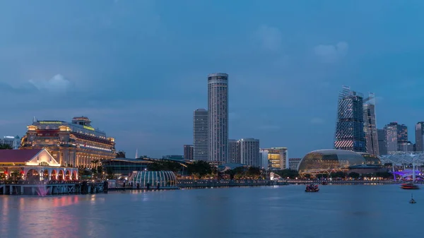 Skyline Ville Avec Gratte Ciel Théâtres Esplanade Sur Baie Singapour — Photo