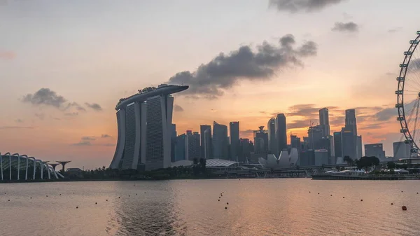 Downtown Panorama Singapuru Jak Oglądane Drugiej Strony Wody Garden East — Zdjęcie stockowe