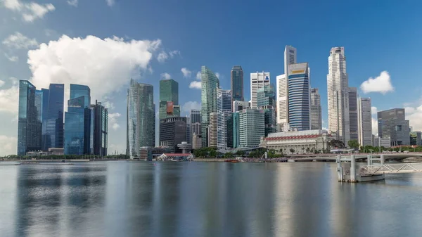 Business Financial Downtown City Skyscrapers Tower Building Marina Bay Timelapse —  Fotos de Stock