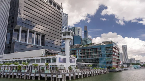 Business Financial Downtown City Skyscrapers Tower Building Marina Bay Timelapse — 스톡 사진