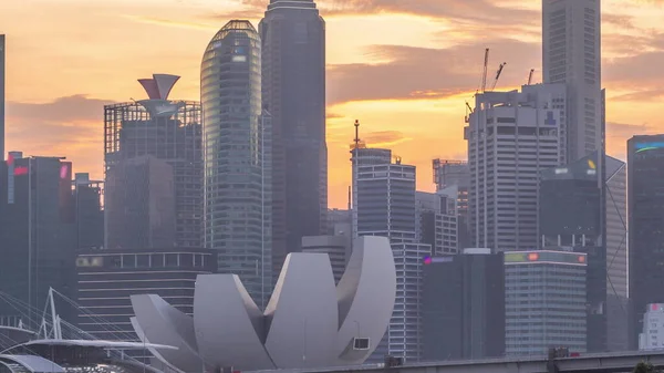 Downtown Panorama Singapuru Jak Oglądane Drugiej Strony Wody Garden East — Zdjęcie stockowe