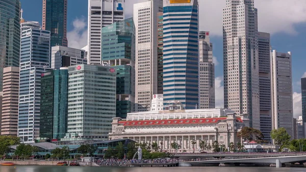 Business Financial Downtown City Skyscrapers Tower Building Marina Bay Timelapse — Stok fotoğraf