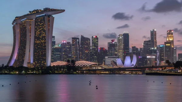 Downtown Panorama Singapuru Jak Oglądane Drugiej Strony Wody Garden East — Zdjęcie stockowe