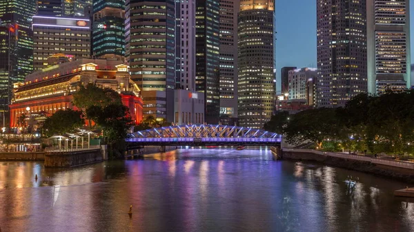 Singapur Gökdelenleri Beyaz Anderson Köprüsü Escplanade Park Yakınlarındaki Birkaç Finans — Stok fotoğraf