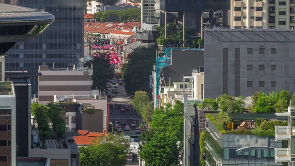 Singapur Merkez Bölgesindeki Bir Caddede Şehir Merkezinde Arabalarla Dolu Bir — Stok fotoğraf