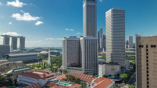 Hermoso Panorama Matutino Con Zona Marina Bay Los Rascacielos Del —  Fotos de Stock