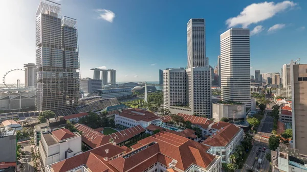 Hermoso Panorama Mañana Con Zona Marina Bay Rascacielos Horizonte Ciudad —  Fotos de Stock