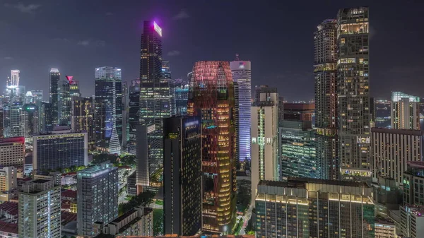 Paisaje Urbano Aéreo Singapur Centro Arquitectura Moderna Con Rascacielos Iluminados —  Fotos de Stock