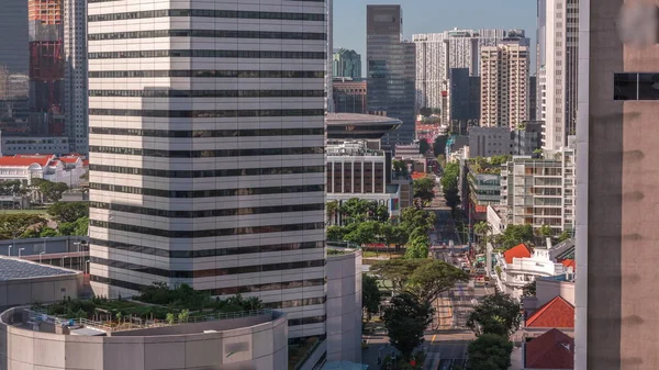 Hermoso Panorama Mañana Con Zona Marina Bay Rascacielos Horizonte Ciudad — Foto de Stock