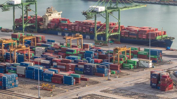 Kommerzieller Hafen Von Singapur Zeitraffer Blick Aus Der Vogelperspektive Auf — Stockfoto