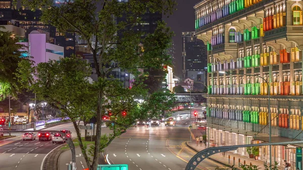 Belyst Old Hill Street Police Station Historiska Byggnad Singapore Natt — Stockfoto