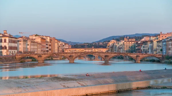 Manzaralı Günbatımı Skyline Tuscany City Housing Buildings Ponte Alla Carraia — Stok fotoğraf