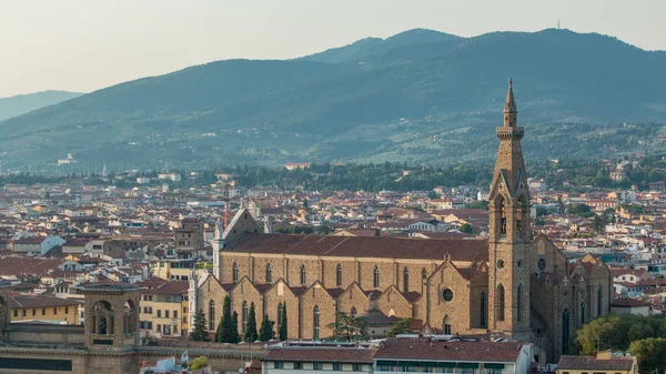 Firenze Légi Városkép Kilátás Időeltolódás Michelangelo Tér Régi Város Santa — Stock Fotó