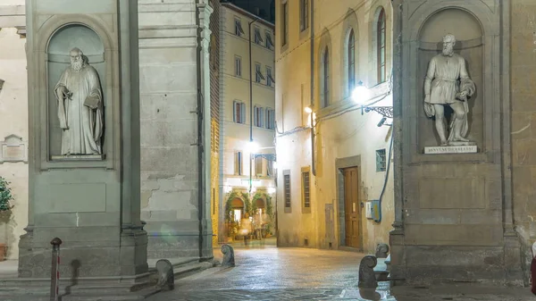 Statues Uffizi Gallery Street Timelapse Prominent Art Museum Located Adjacent — Stock Photo, Image