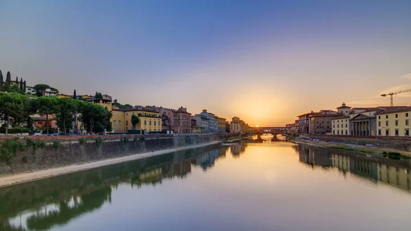 Florence Timelapse Talya Daki Arno Nehri Üzerindeki Florence Ponte Vecchio — Stok fotoğraf