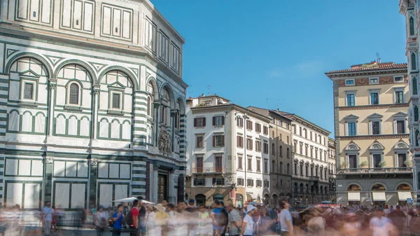 Toeristen Buurt Van Florence Baptistery San Giovanni Timelapse Piazza San — Stockfoto