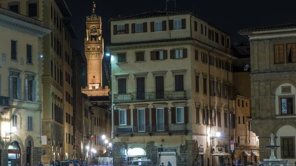 Vista Panorámica Piazza Santa Croce Noche Timelapse Florencia Toscana Italia — Foto de Stock