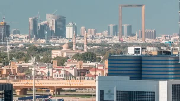 El ritmo de la ciudad de Dubai timelapse aéreo — Vídeo de stock