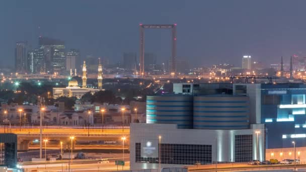 Ο ρυθμός της πόλης του Ντουμπάι εναέρια timelapse — Αρχείο Βίντεο