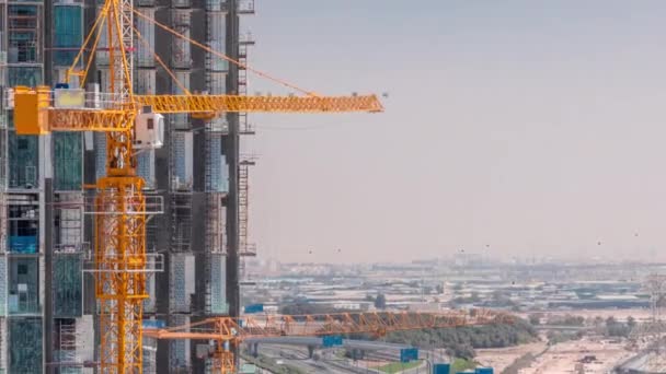 Dubai skyline dengan konstruksi udara timelapse — Stok Video